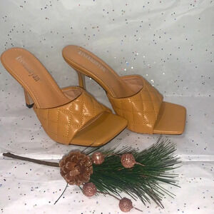 Women's Shoes Casual Stiletto Heel Slippers Square Head Diamond. Size 36